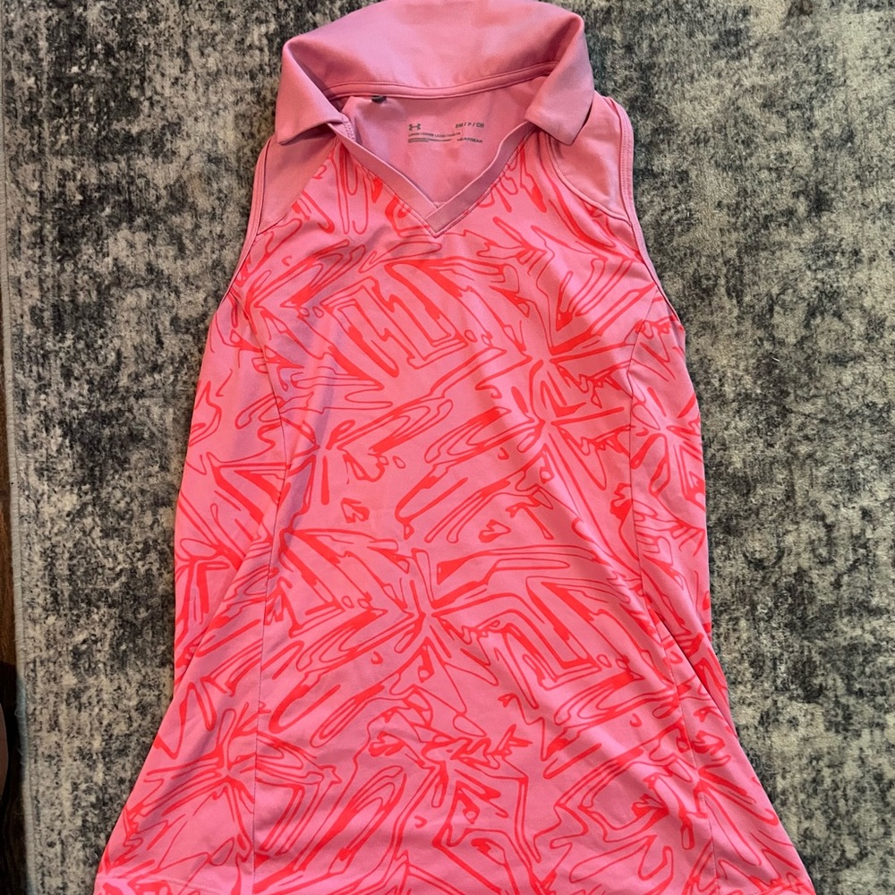 Under Armour Pink and Red Women's sleeveless polo golf